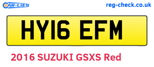 HY16EFM are the vehicle registration plates.