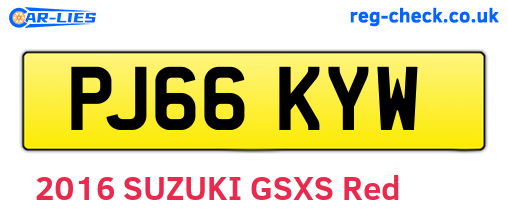 PJ66KYW are the vehicle registration plates.