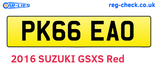 PK66EAO are the vehicle registration plates.