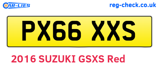 PX66XXS are the vehicle registration plates.