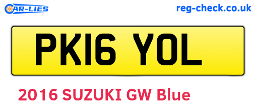 PK16YOL are the vehicle registration plates.