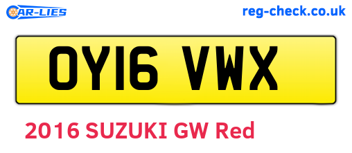 OY16VWX are the vehicle registration plates.