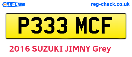P333MCF are the vehicle registration plates.