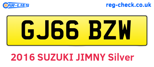 GJ66BZW are the vehicle registration plates.