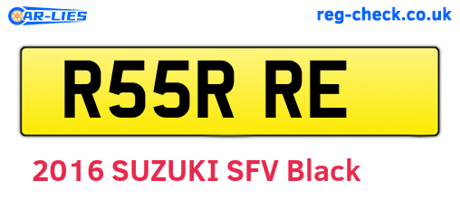 R55RRE are the vehicle registration plates.