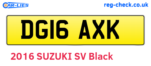 DG16AXK are the vehicle registration plates.