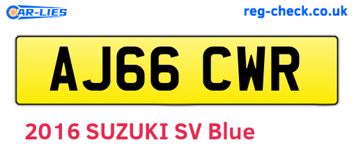 AJ66CWR are the vehicle registration plates.