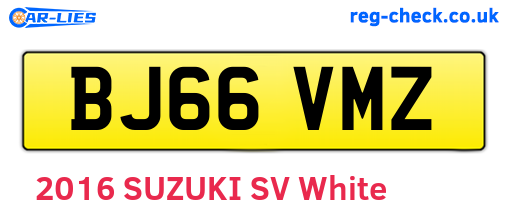 BJ66VMZ are the vehicle registration plates.