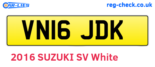 VN16JDK are the vehicle registration plates.