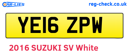 YE16ZPW are the vehicle registration plates.