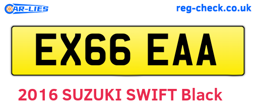 EX66EAA are the vehicle registration plates.