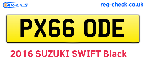 PX66ODE are the vehicle registration plates.