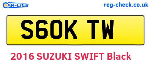 S60KTW are the vehicle registration plates.