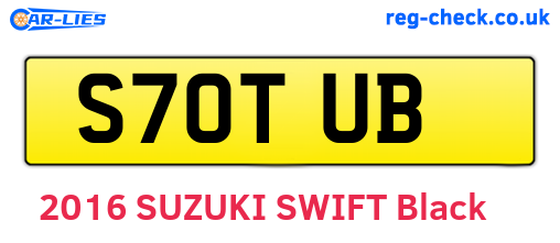 S70TUB are the vehicle registration plates.