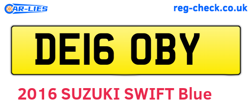 DE16OBY are the vehicle registration plates.