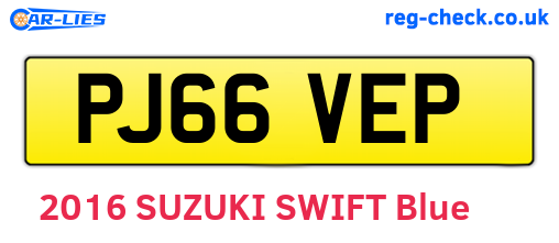PJ66VEP are the vehicle registration plates.