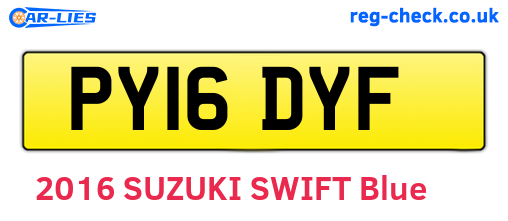 PY16DYF are the vehicle registration plates.