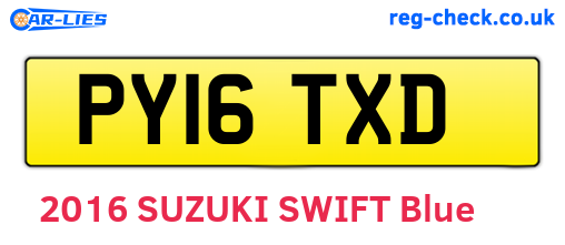 PY16TXD are the vehicle registration plates.