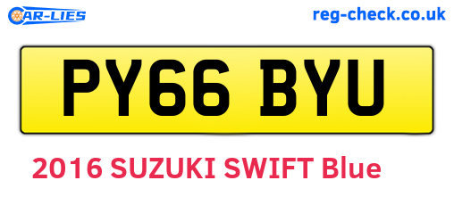 PY66BYU are the vehicle registration plates.