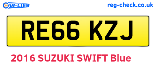 RE66KZJ are the vehicle registration plates.