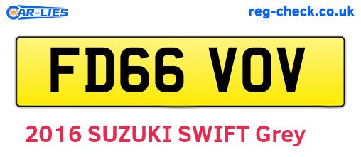 FD66VOV are the vehicle registration plates.