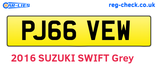 PJ66VEW are the vehicle registration plates.