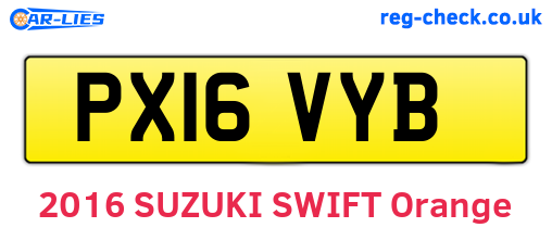 PX16VYB are the vehicle registration plates.