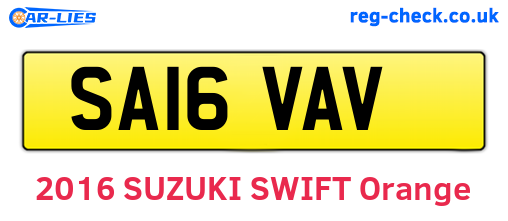 SA16VAV are the vehicle registration plates.