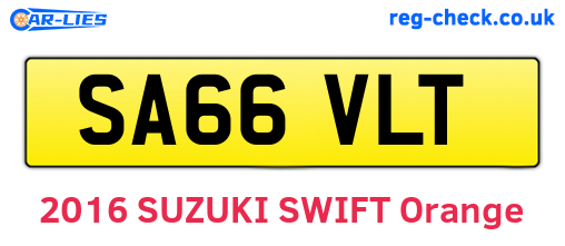 SA66VLT are the vehicle registration plates.