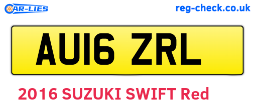 AU16ZRL are the vehicle registration plates.