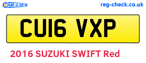 CU16VXP are the vehicle registration plates.