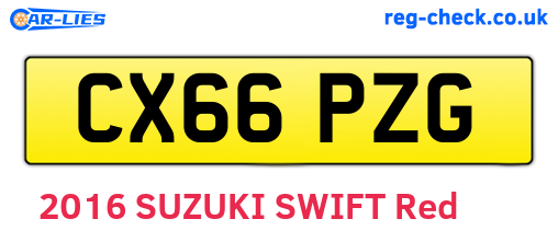 CX66PZG are the vehicle registration plates.