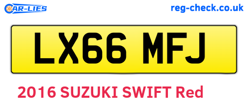 LX66MFJ are the vehicle registration plates.