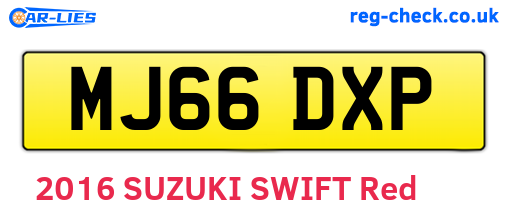 MJ66DXP are the vehicle registration plates.