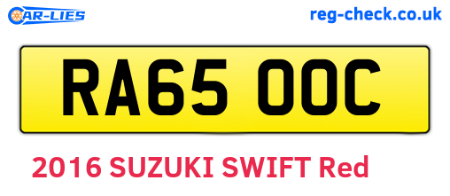 RA65OOC are the vehicle registration plates.