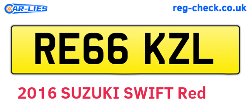 RE66KZL are the vehicle registration plates.