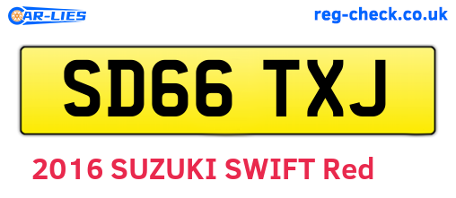 SD66TXJ are the vehicle registration plates.