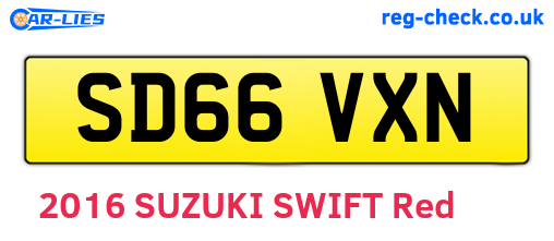 SD66VXN are the vehicle registration plates.