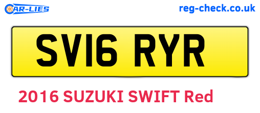 SV16RYR are the vehicle registration plates.