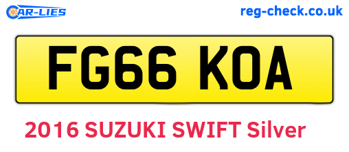 FG66KOA are the vehicle registration plates.