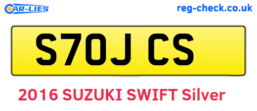 S70JCS are the vehicle registration plates.