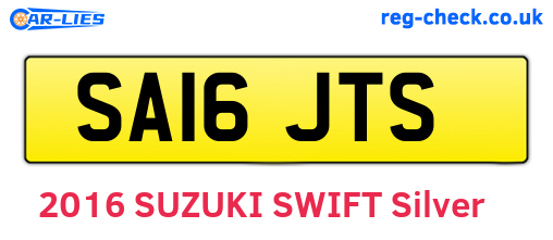 SA16JTS are the vehicle registration plates.