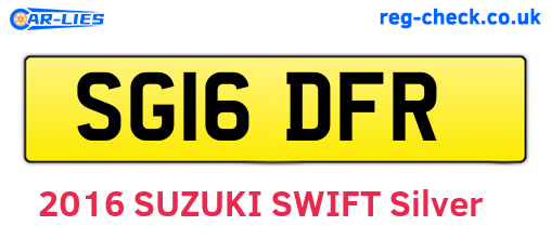 SG16DFR are the vehicle registration plates.