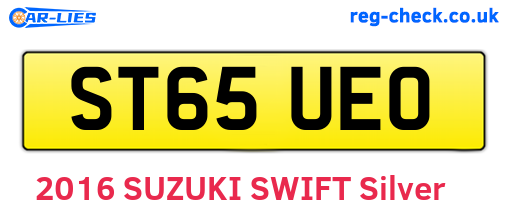 ST65UEO are the vehicle registration plates.