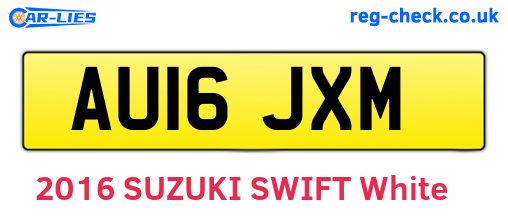 AU16JXM are the vehicle registration plates.
