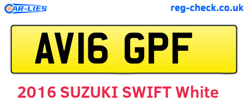 AV16GPF are the vehicle registration plates.