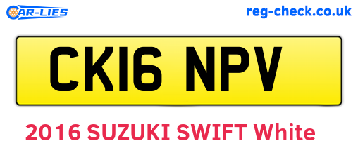 CK16NPV are the vehicle registration plates.