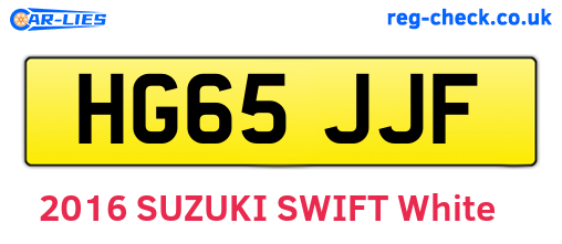 HG65JJF are the vehicle registration plates.