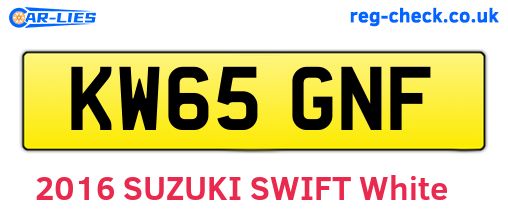 KW65GNF are the vehicle registration plates.