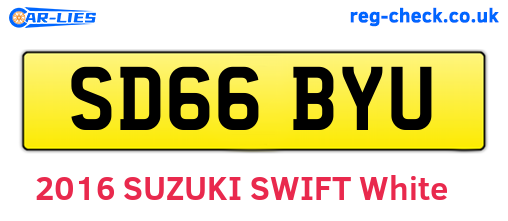 SD66BYU are the vehicle registration plates.